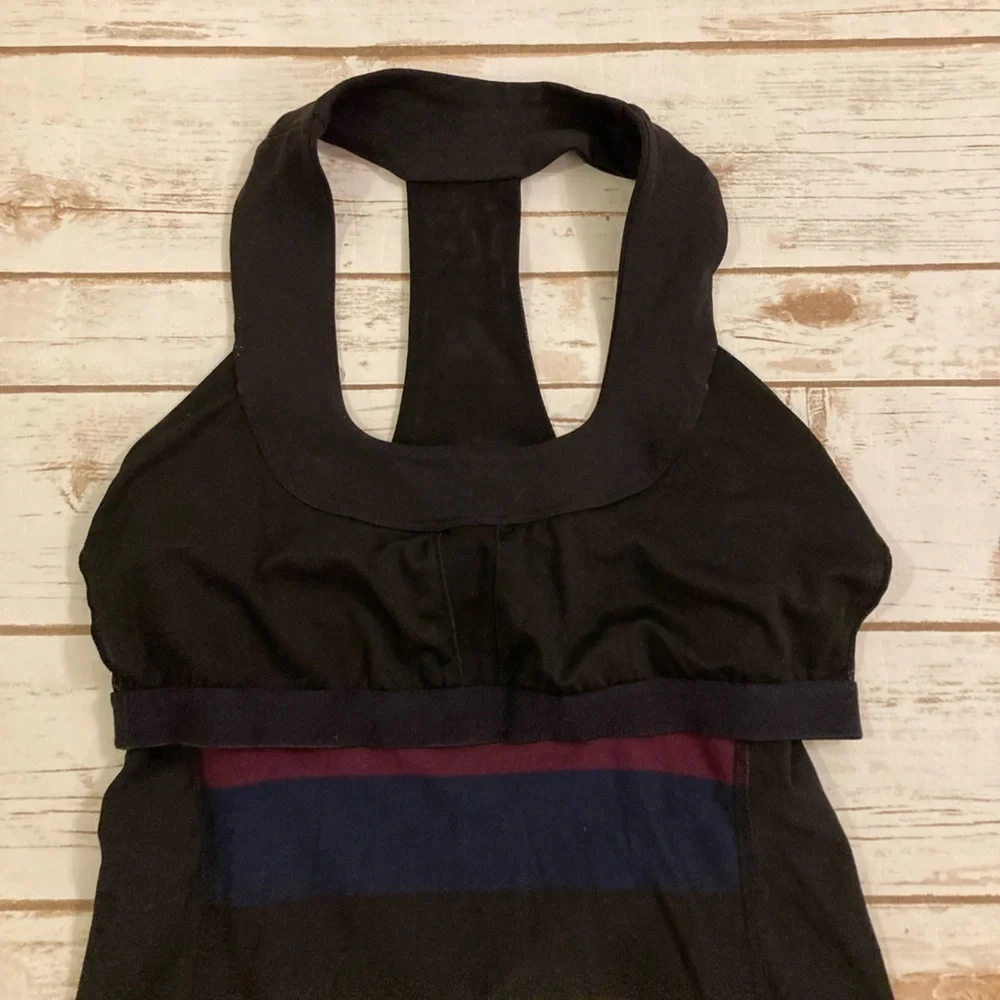 Lululemon Stride Jacket Pow Stripe Split Pea Plum Inkwell/Racerback Tank Set 4